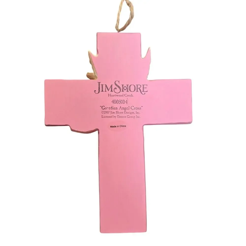 Jim Shore Guardian Angel Cross Pink Children Ornament Hanging Art